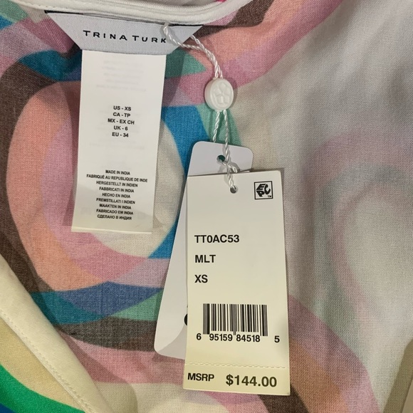 Trina Turk Kaleidoscope Caftan Swim Coverup, size XS.  NWT. - Picture 9 of 9